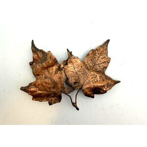 VTG Copper Maple Leaf Brooch Real Leaf Electroformed Fall Nature Jewelry Pin